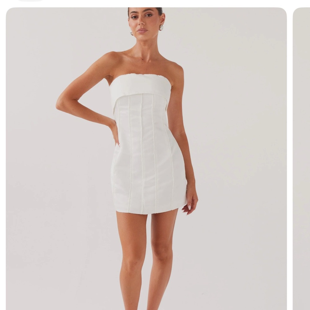 Pepper Mayo White and Pearl Strapless Dress